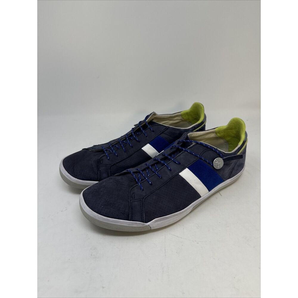 Plae Mulberry Men Size‎ 13 Leather Flat Sneakers Blue White Shoes